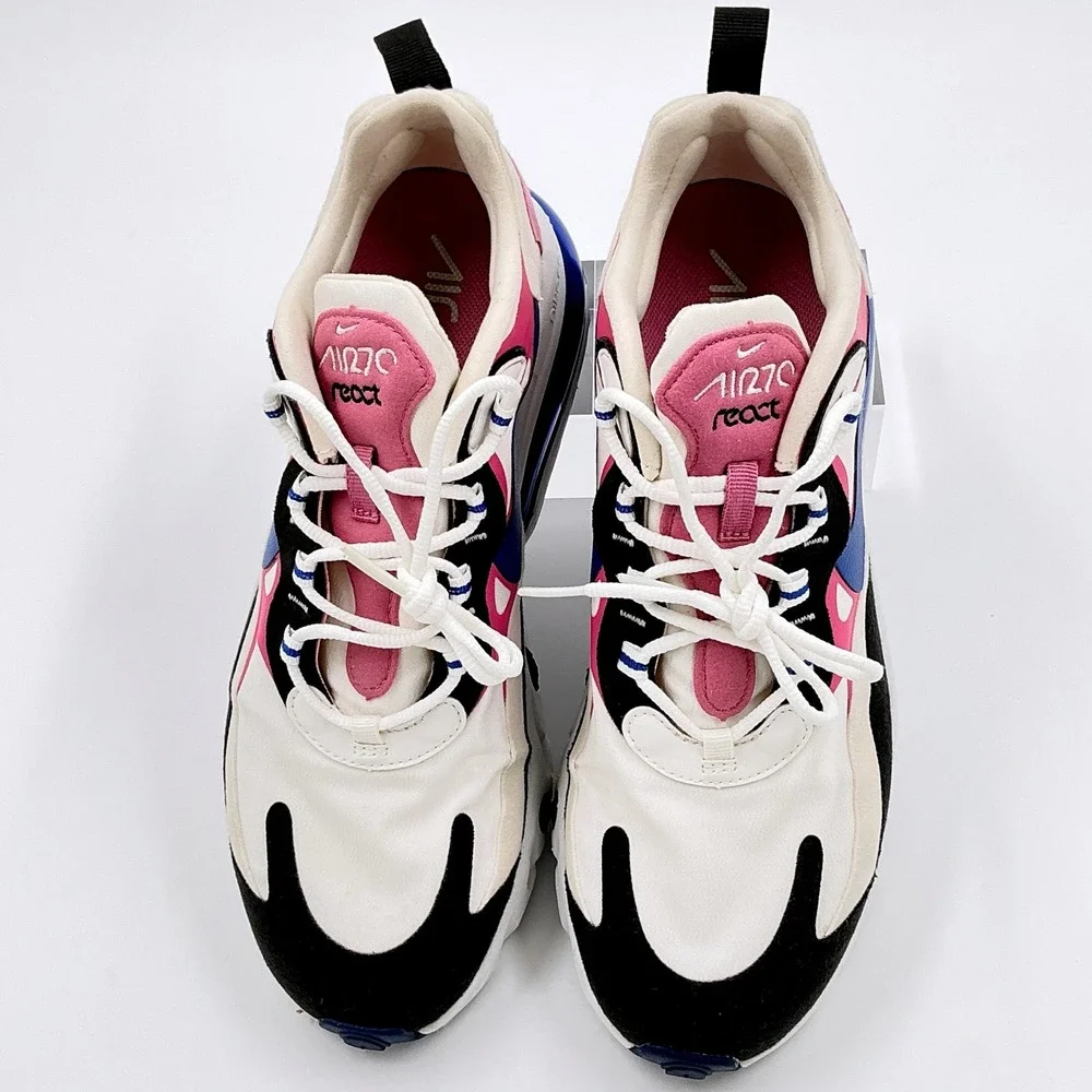 Nike Womens Size 9.5 Air Max 270 React Summit White Blue Pink CI3899-100 Sneaker